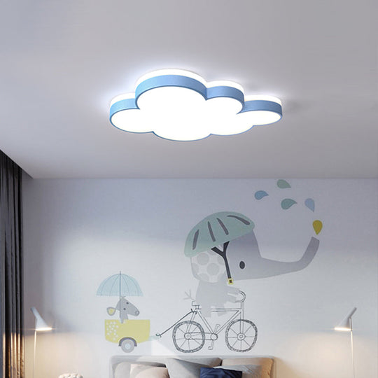 Contemporary Cloud Flush Led Ceiling Light Fixture For Bedrooms - Acrylic Lamp Blue / Small