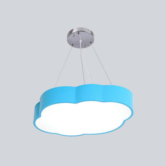 Simplicity Cloud Kids Bedroom Led Chandelier - Acrylic Pendant Light Kit Blue