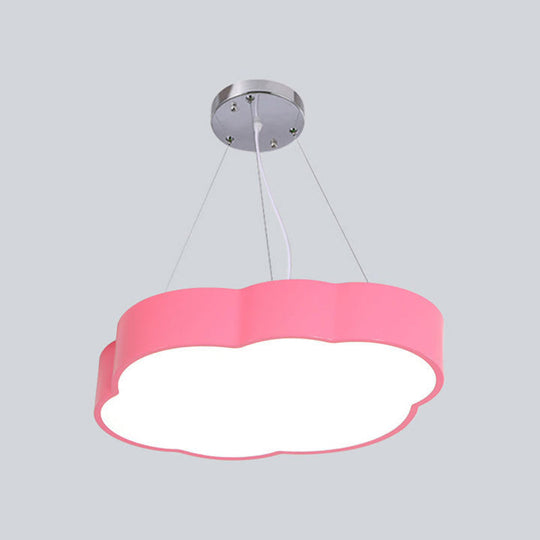Simplicity Cloud Kids Bedroom Led Chandelier - Acrylic Pendant Light Kit Pink