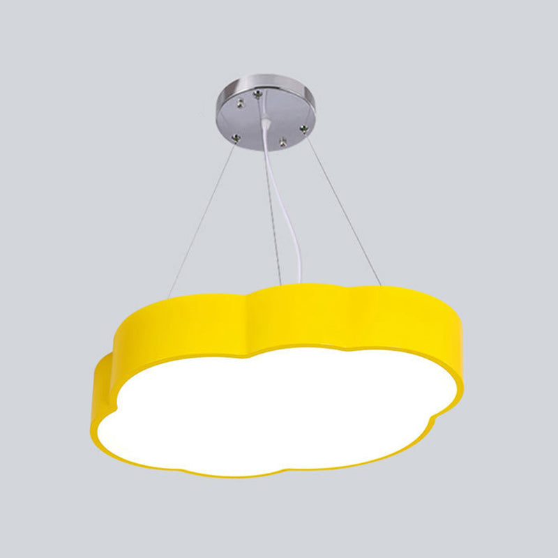 Simplicity Cloud Kids Bedroom Led Chandelier - Acrylic Pendant Light Kit Yellow