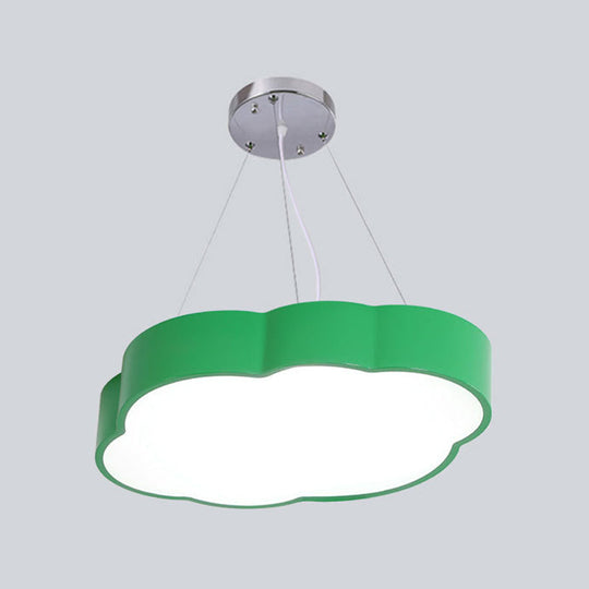 Simplicity Cloud Kids Bedroom Led Chandelier - Acrylic Pendant Light Kit Green