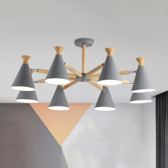 Modern Metal Chandelier With Wood Cork And 8 Bulbs For Living Room