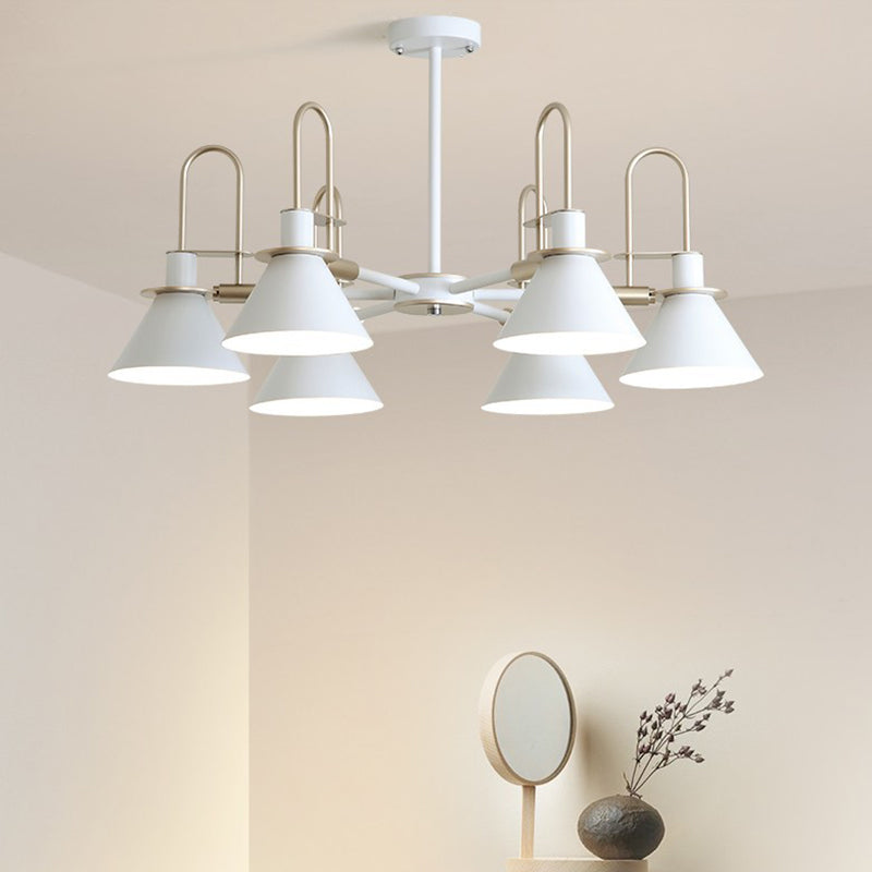 Modern Trump Metal Chandelier With Radial Design - Stylish Pendant Light For Bedrooms 6 / White