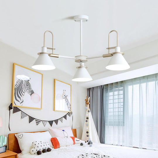 Modern Trump Metal Chandelier With Radial Design - Stylish Pendant Light For Bedrooms 3 / White
