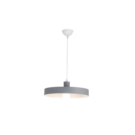 Simple Metal Shade Pendant Light Kit For Dining Room With Pot Lid Design Grey