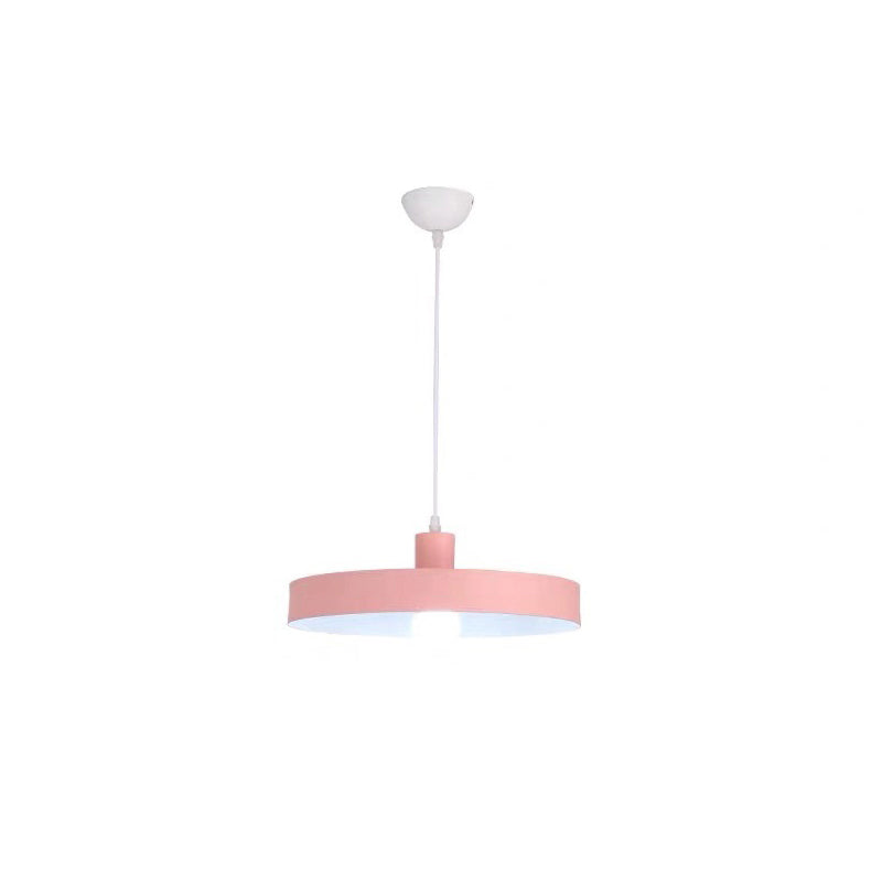 Simple Metal Shade Pendant Light Kit For Dining Room With Pot Lid Design Pink