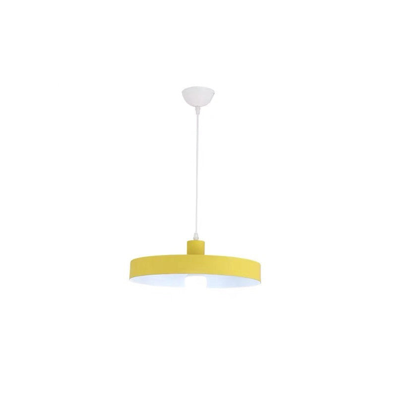 Simple Metal Shade Pendant Light Kit For Dining Room With Pot Lid Design Yellow