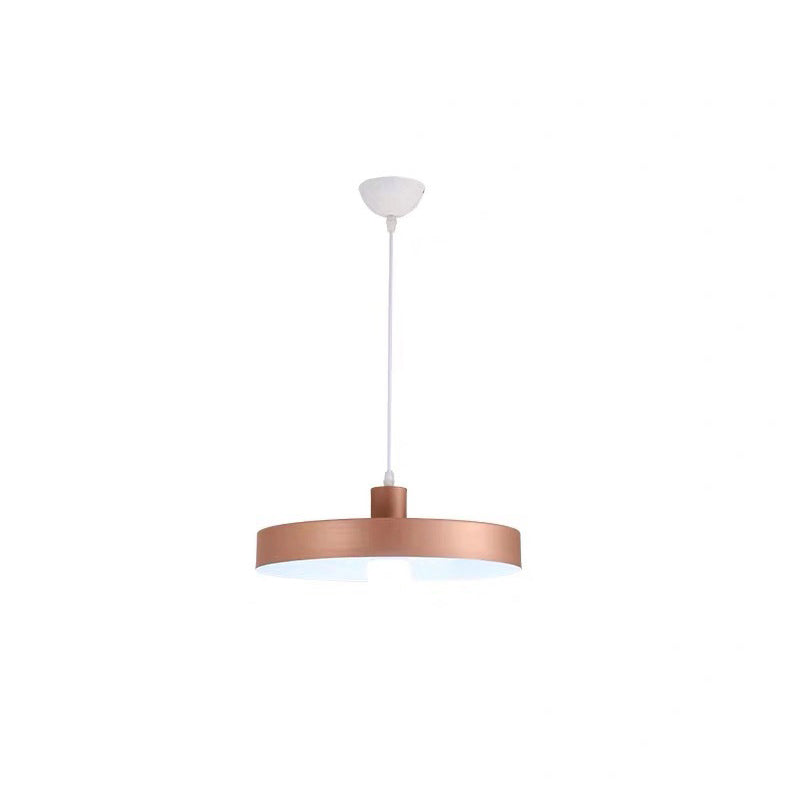 Simple Metal Shade Pendant Light Kit For Dining Room With Pot Lid Design Rose Gold