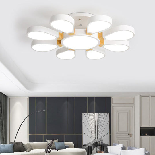 Modern Acrylic Flower Ceiling Lamp For Living Room - Semi Flush Mount Light Fixture 9 / White