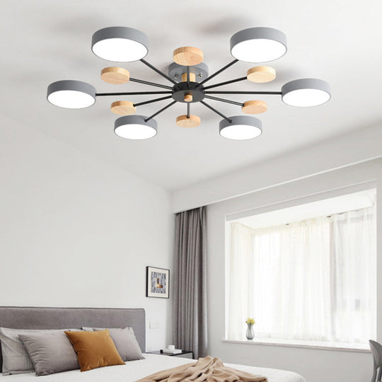 Sleek Acrylic Semi Flush Mount Ceiling Light For Bedroom With Branching Design 6 / Grey