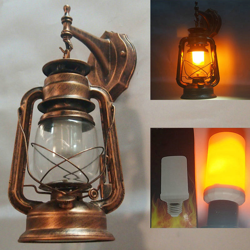 Industrial Style Clear Glass Kerosene Wall Mount Lamp - Modern Metal Lighting Copper / C