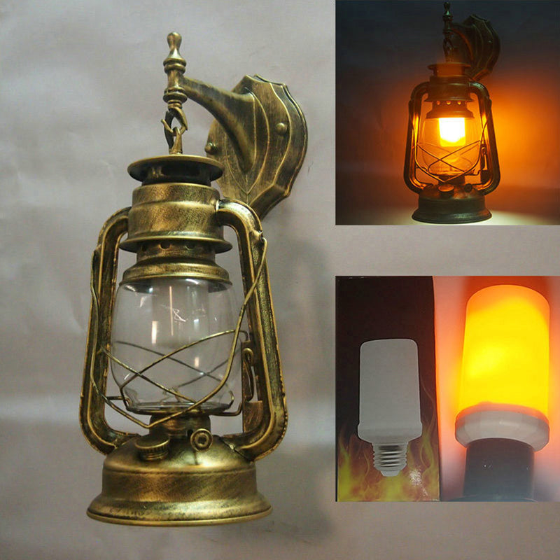 Industrial Style Clear Glass Kerosene Wall Mount Lamp - Modern Metal Lighting Brass / C