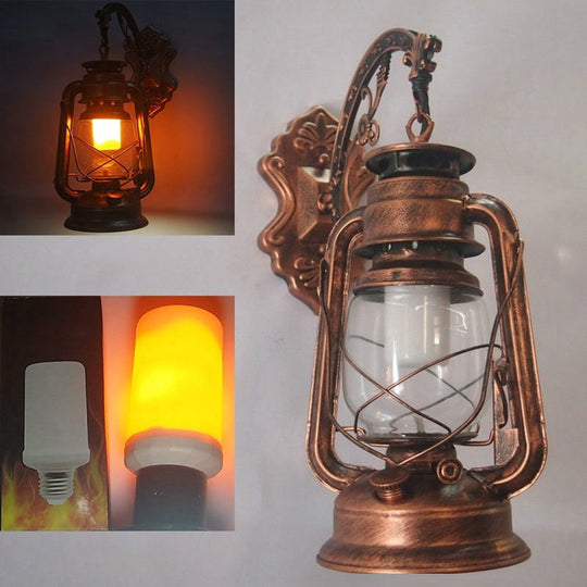 Industrial Style Clear Glass Kerosene Wall Mount Lamp - Modern Metal Lighting Copper / B