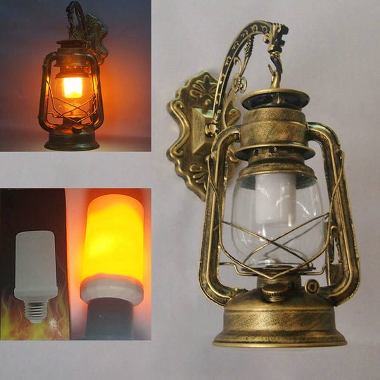 Industrial Style Clear Glass Kerosene Wall Mount Lamp - Modern Metal Lighting Brass / B
