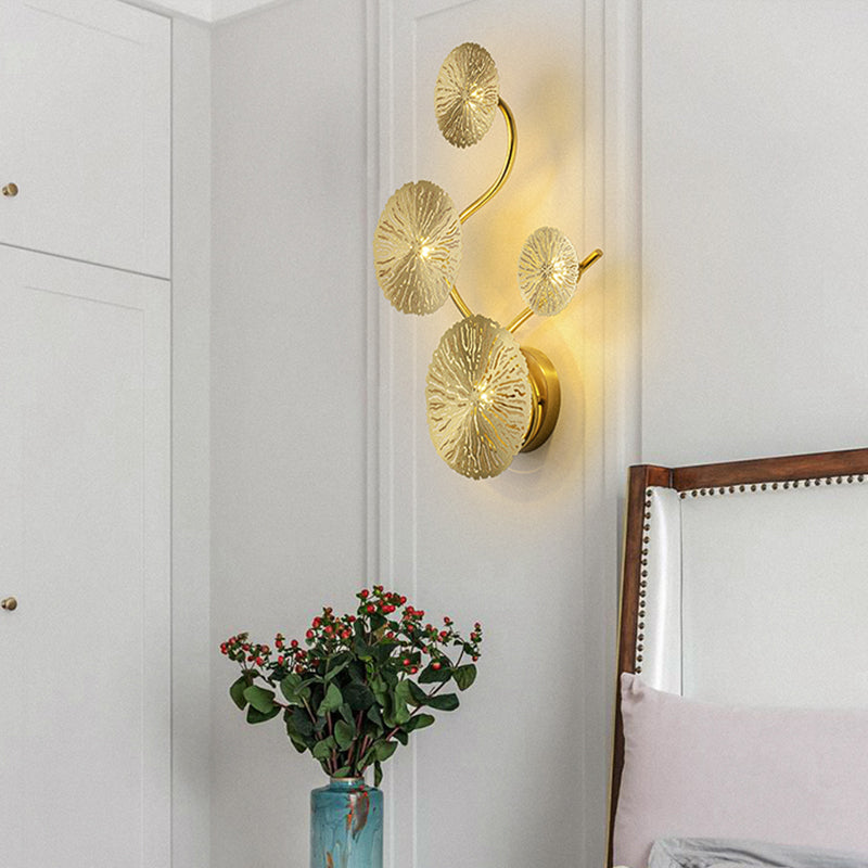 Lotus Leaf Metal Wall Sconce - Modern Mount Lamp For Living Room 4 / Brass