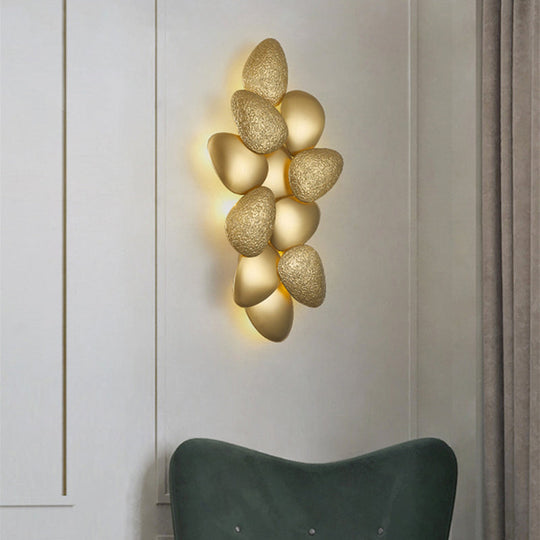 Minimalist Led Cobblestone Wall Light In Brass For Living Room Décor / 12