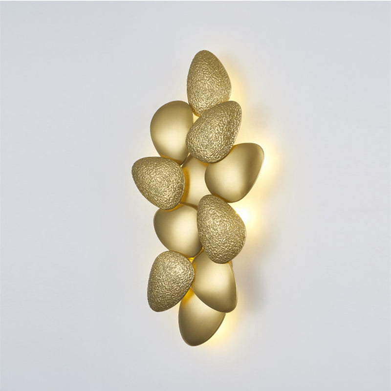 Minimalist Led Cobblestone Wall Light In Brass For Living Room Décor
