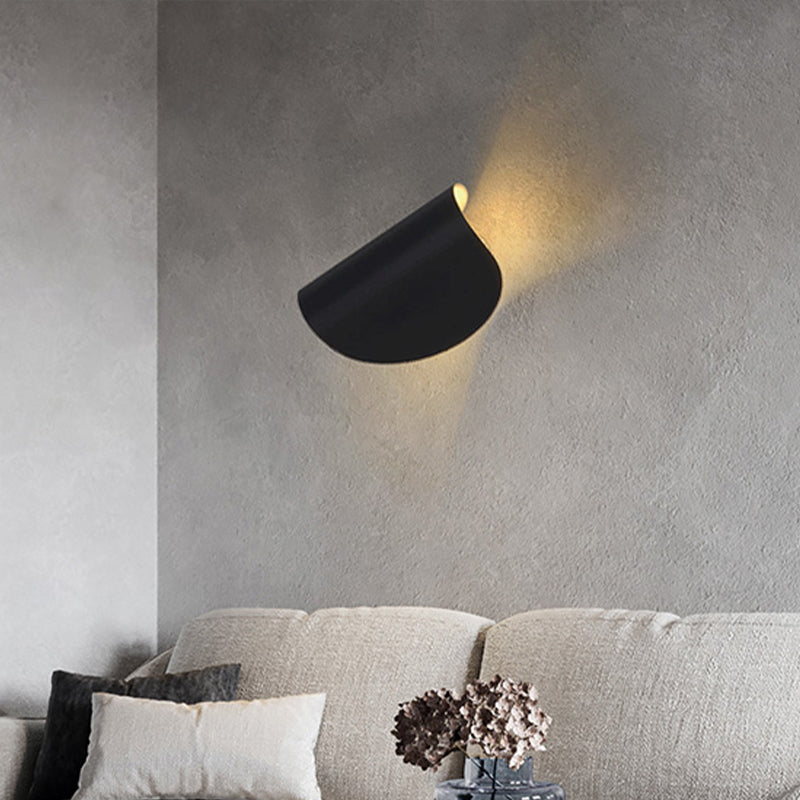Modern Led Wall Sconce With Foldable Metal Shade For Living Room Black