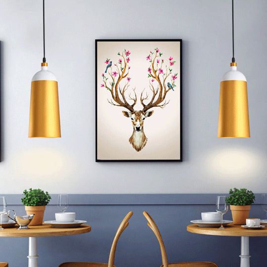 Dining Room Drop Lamp - Geometric Metal Design, 1 Head, Contemporary Hanging Light Kit