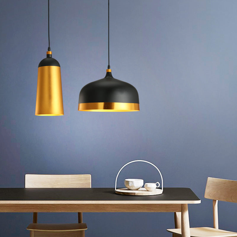 Dining Room Drop Lamp - Geometric Metal Design, 1 Head, Contemporary Hanging Light Kit