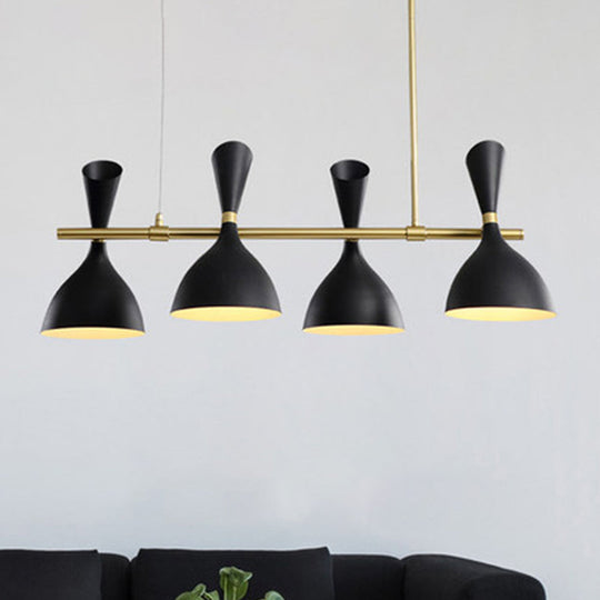 Modern 4-Light Funnel Ceiling Pendant Metal Island Lighting For Dining Room Black