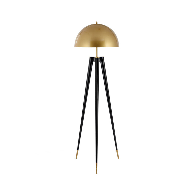Nordic Domed Metal Floor Lamp With Tripod Base - 1-Head Black Living Room Reading Light