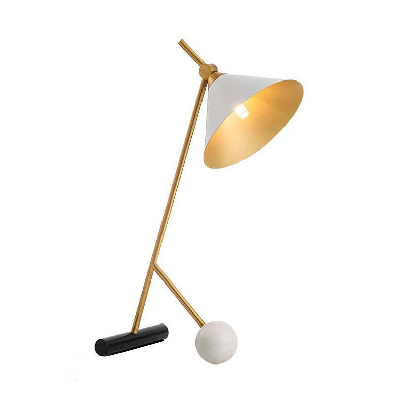 Cecilia - Sleek Minimalistic Cone Night Table Lighting Metallic 1 Bulb Bedside Nightstand Light with Bipod Base
