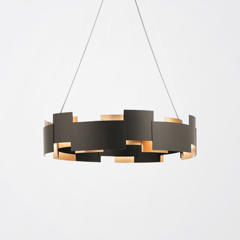 Contemporary Metal Pendant Chandelier Black Hanging Ceiling Light For Living Room