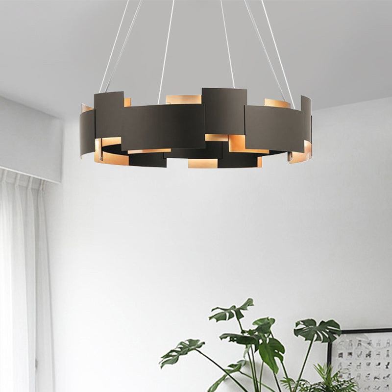 Contemporary Metal Pendant Chandelier Black Hanging Ceiling Light For Living Room