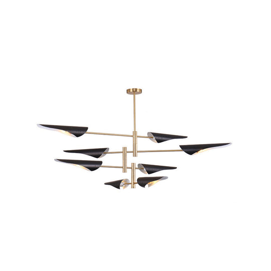 Modern Metal Quill Chandelier: Sleek Living Room Pendant Light With Sputnik Design