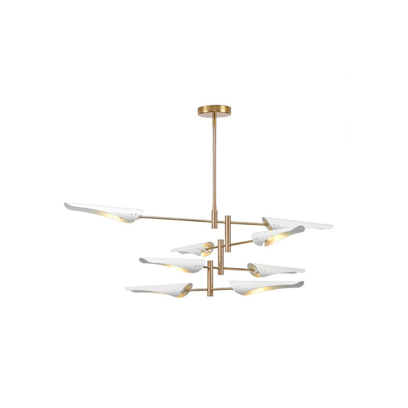 Modern Metal Quill Chandelier: Sleek Living Room Pendant Light With Sputnik Design 8 / White