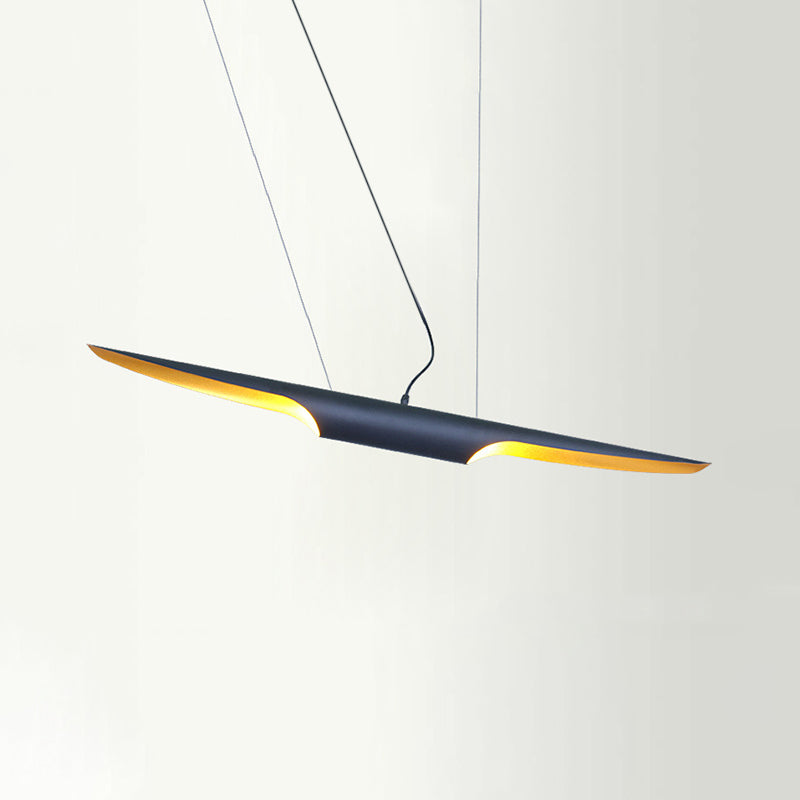 Modern Island Pendant Lamp With Metallic Shade In Bias Cut Tube Design 2 Heads
