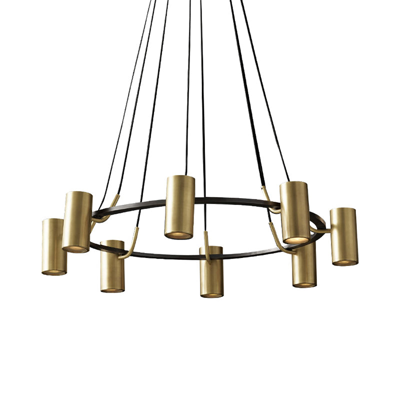 Gold Metal Circle Living Room Chandelier – Contemporary 8-Head Pendant Light