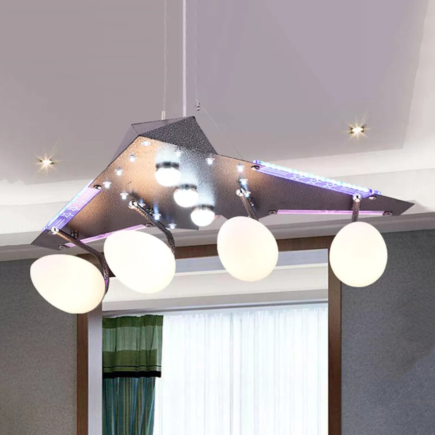 Delta Wing Creative Gray Chandelier For Kids - Metal Suspension Light