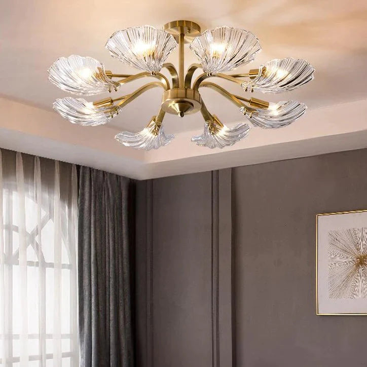Luxury Modern Living Room Shell Copper Ceiling Lamp