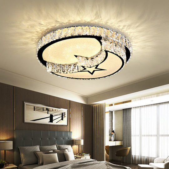 Modern Surface Mounted Led Ceiling Lamp With Clear Embedded Crystals - Loving Heart/Mushroom/Flower