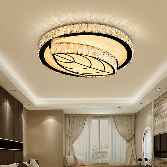 Modern Surface Mounted Led Ceiling Lamp With Clear Embedded Crystals - Loving Heart/Mushroom/Flower