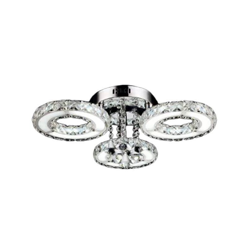 Circular Crystal Flushmount Ceiling Light With Opulent Inlay And Silver Finish - 3/6 Bulbs 3 /