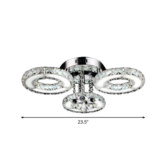 Circular Crystal Flushmount Ceiling Light With Opulent Inlay And Silver Finish - 3/6 Bulbs
