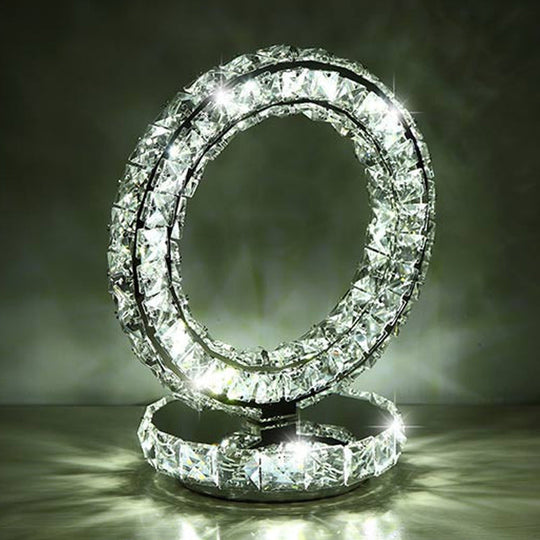 Crystal-Encrusted Led Night Lamp In Warm/White Light - Crescent/Circle/Heart Design Romantic And
