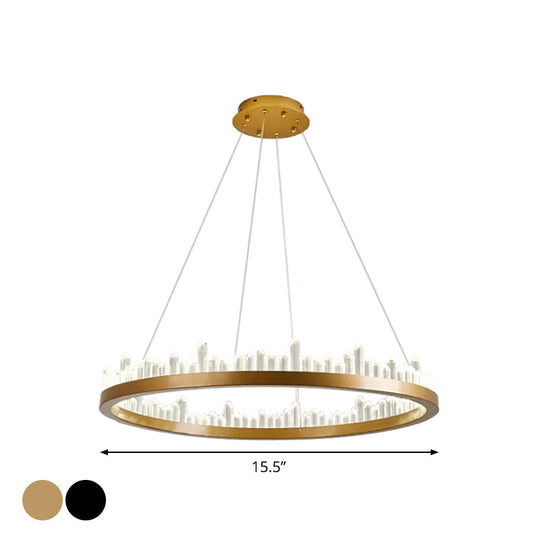 Minimalistic Crystal Led Chandelier: Small/Medium/Large Circle Hanging Lamp For Dining Room In