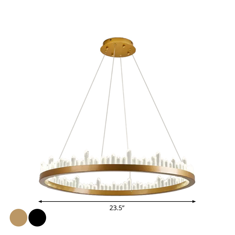 Minimalistic Crystal Led Chandelier: Small/Medium/Large Circle Hanging Lamp For Dining Room In