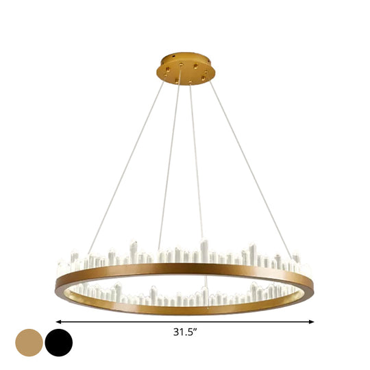 Minimalistic Crystal Led Chandelier: Small/Medium/Large Circle Hanging Lamp For Dining Room In