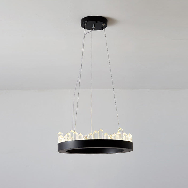 Minimalistic Crystal Led Chandelier: Small/Medium/Large Circle Hanging Lamp For Dining Room In