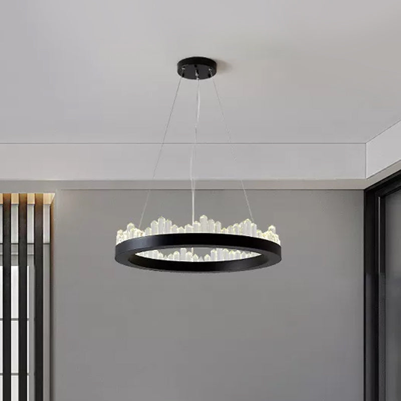 Minimalistic Crystal Led Chandelier: Small/Medium/Large Circle Hanging Lamp For Dining Room In