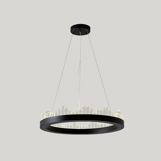 Minimalistic Crystal Led Chandelier: Small/Medium/Large Circle Hanging Lamp For Dining Room In