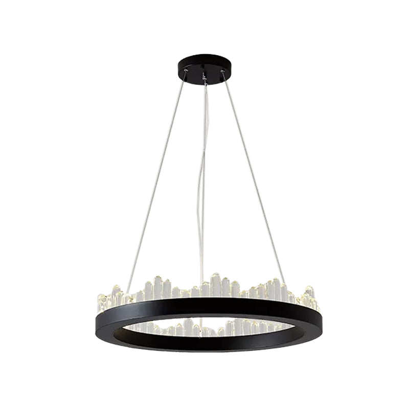 Minimalistic Crystal Led Chandelier: Small/Medium/Large Circle Hanging Lamp For Dining Room In