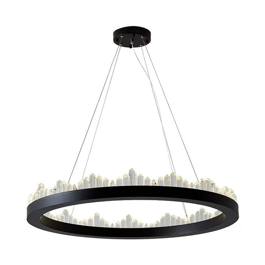 Minimalistic Crystal Led Chandelier: Small/Medium/Large Circle Hanging Lamp For Dining Room In