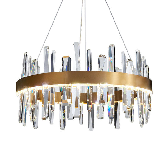 K9 Crystal Led Chandelier Pendant In Gold - Postmodern Circle Hanging Light (Small/Medium/Large) /