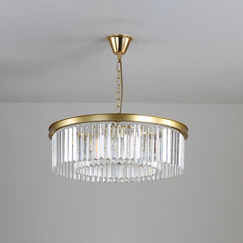 Minimalist Crystal Pendant Light Fixture - Black/Gold Round Design (4/12/16 Bulbs) For Restaurant